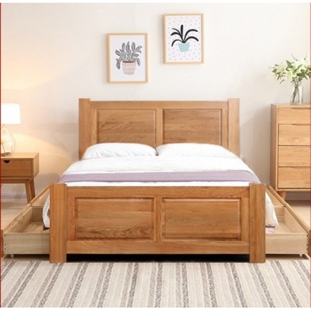 Pano 1m8 - 4HK : Giường Ngủ Gỗ Sồi + 4 Ngăn Kéo